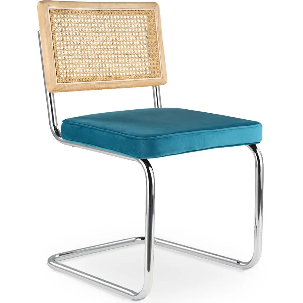 Chaise de salle à manger - tapissée de velours - Bois et rotin - Martha image 8