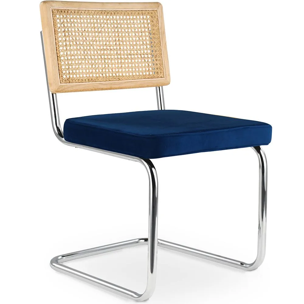 Chaise de salle à manger - tapissée de velours - Bois et rotin - Martha image 8
