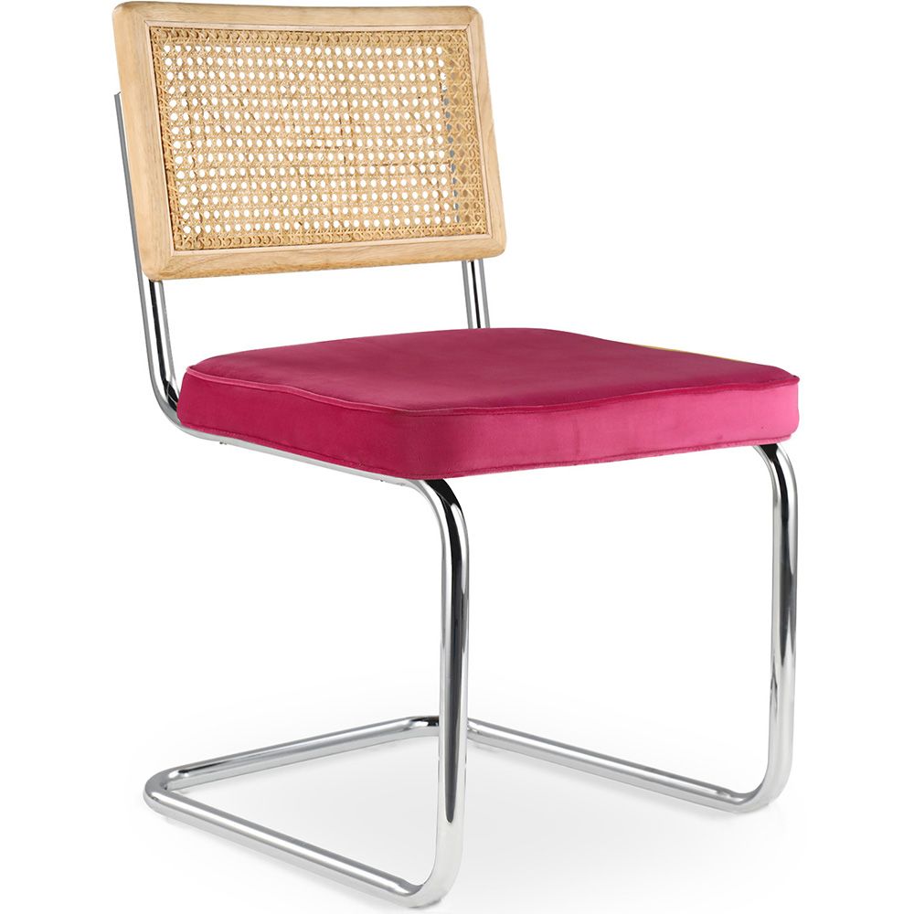 Chaise de salle à manger - tapissée de velours - Bois et rotin - Martha image 8