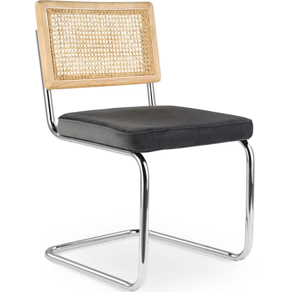 Chaise de salle à manger - tapissée de velours - Bois et rotin - Martha image 8