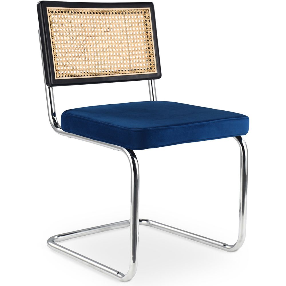 Chaise de salle à manger - Tapissée de velours - Bois et rotin - Hyre image 8