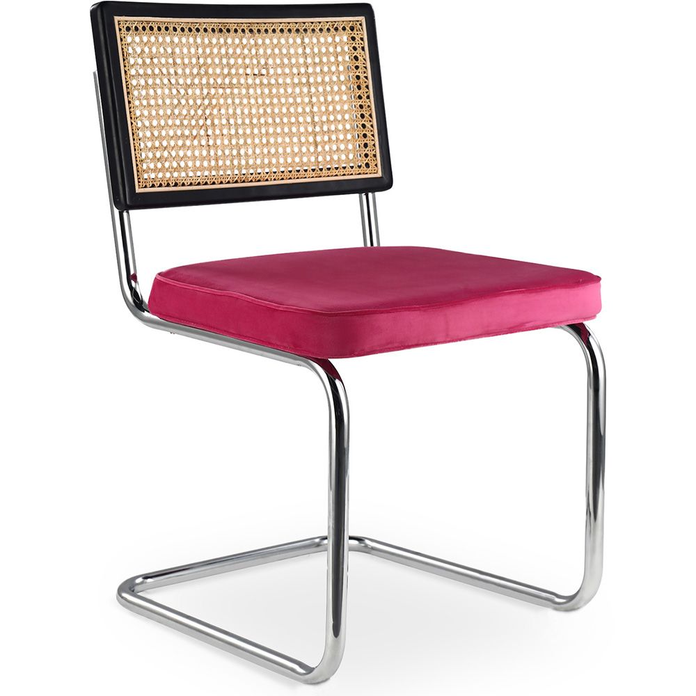Chaise de salle à manger - Tapissée de velours - Bois et rotin - Hyre image 8