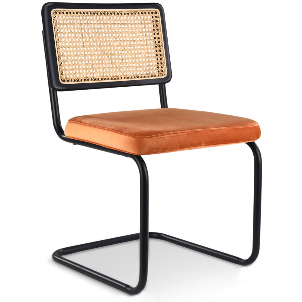 Chaise de salle à manger - tapissée en velours - Bois et rotin - Puila image 8