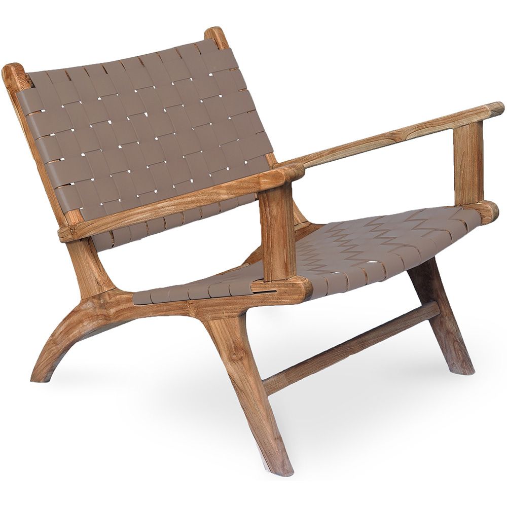 Fauteuil de Salon avec Accoudoirs - Design Boho Bali - Bois et Cuir - Recia image 8