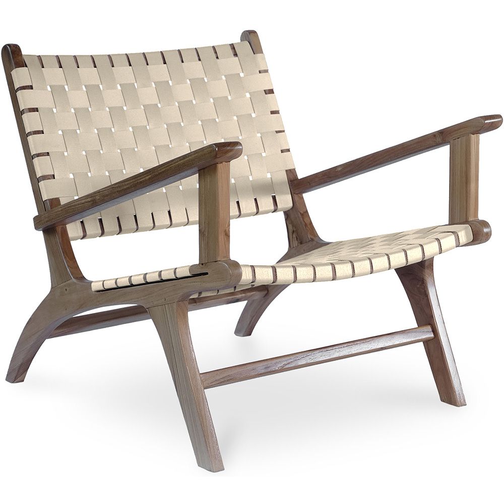Fauteuil de Salon avec Accoudoirs - Fauteuil de Design Boho Bali - Bois et Lin - Recia image 8
