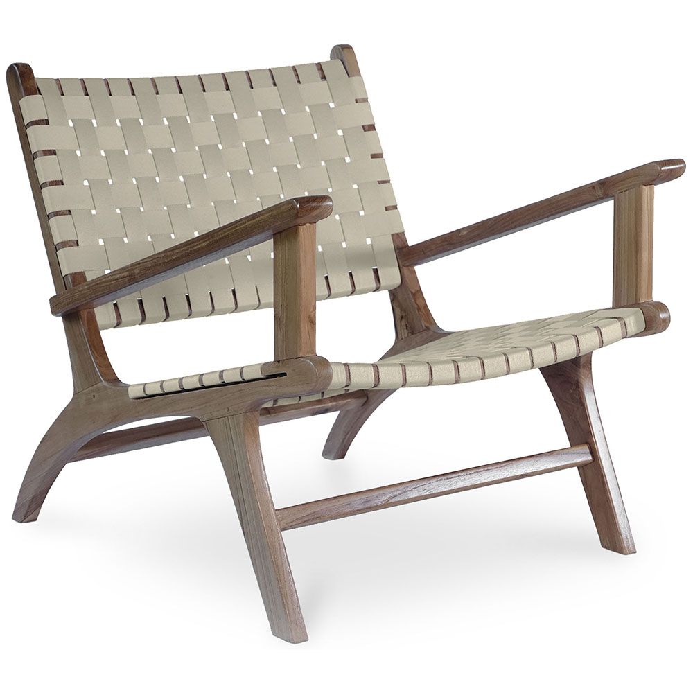 Fauteuil de Salon avec Accoudoirs - Fauteuil de Design Boho Bali - Bois et Lin - Recia image 8