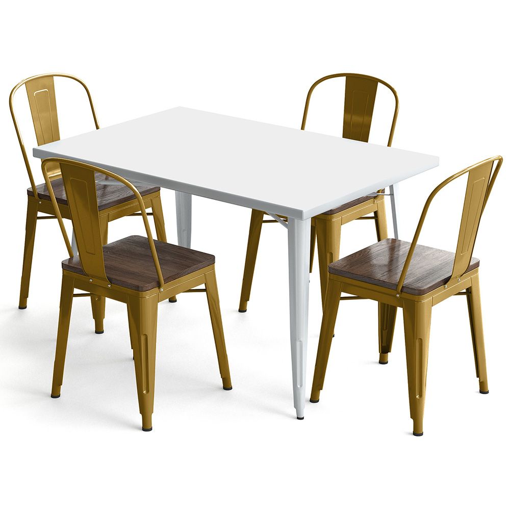 Pack Table à manger et 4 chaises à manger Design industriel - Nouvelle édition- Bistrot Stylix image 8