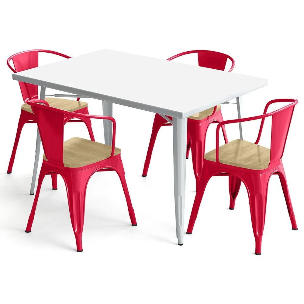 Pack Table de salle à manger et 4 chaises de salle à manger avec accoudoirs Design industriel - Nouvelle édition - Bistrot Stylix image 8