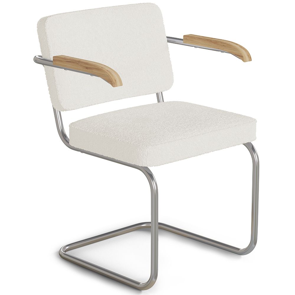 Chaise de salle à manger avec accoudoirs En Bouclette Fausse Fourrure Tapissée - Boucles Blanches - Henr image 8