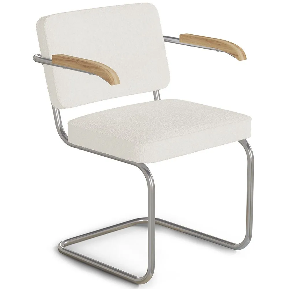 Chaise de salle à manger avec accoudoirs En Bouclette Fausse Fourrure Tapissée - Boucles Blanches - Henr image 8