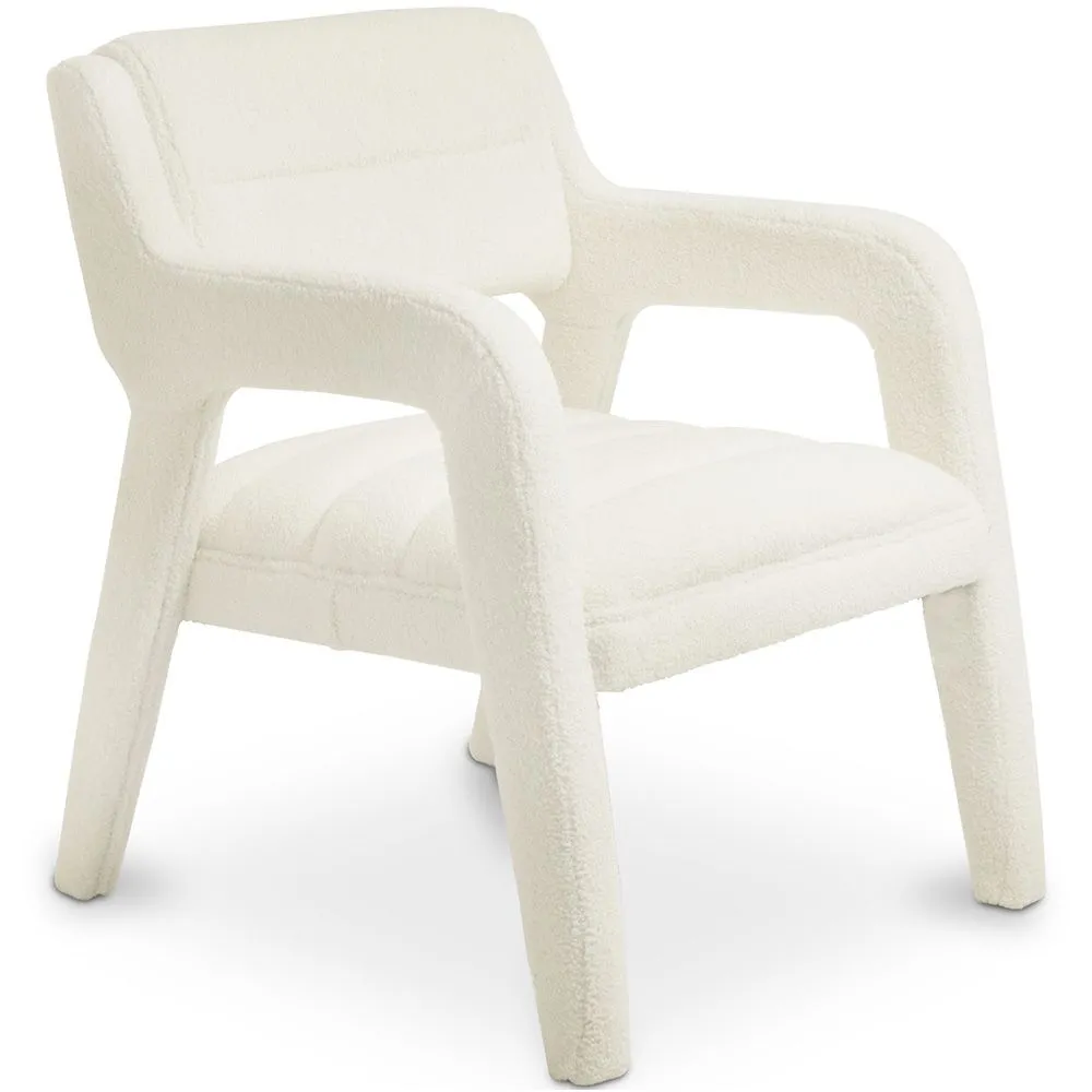 Chaise de salle à manger en bouclette fausse fourrure Tapissée - Boucles Blanches  - Colette image 8