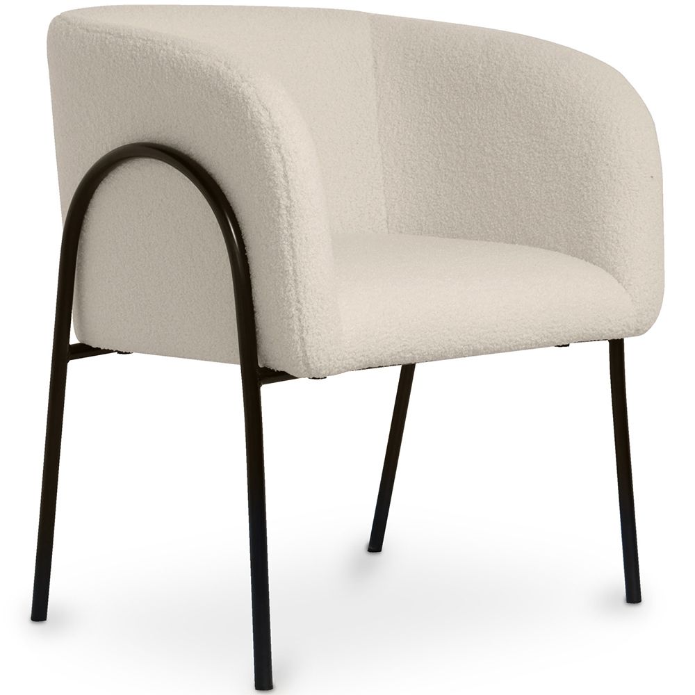 Chaise de salle à manger tapissée - Bouclé blanc - James image 8