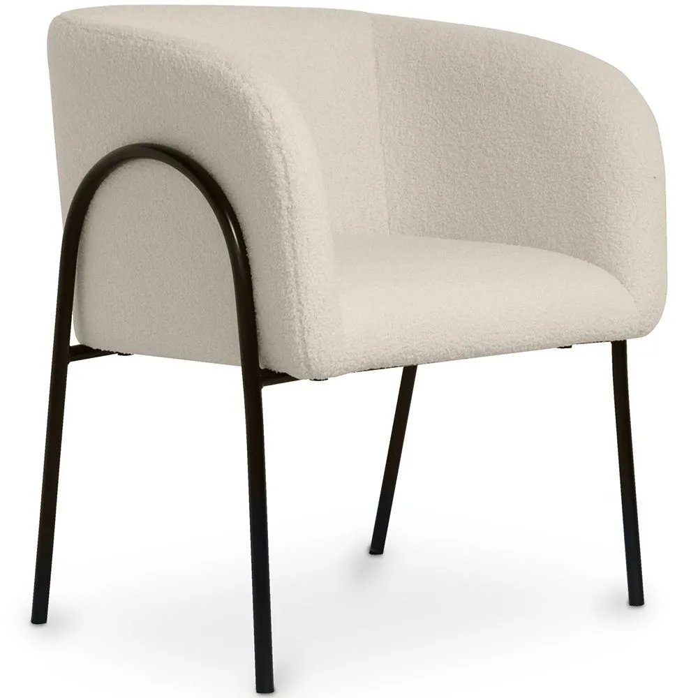 Chaise de salle à manger tapissée - Bouclé blanc - James image 8
