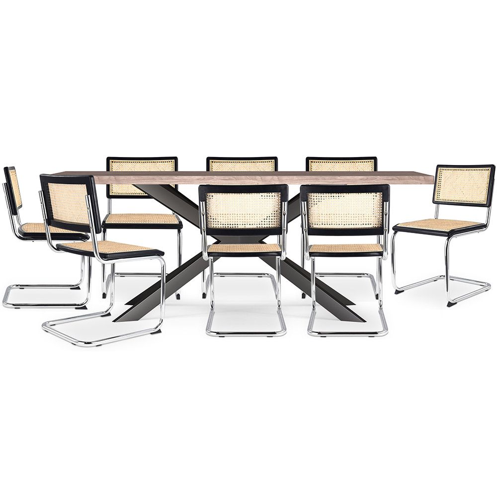 Pack Table à manger design en bois (200cm) & 8 Chaises à manger en rotin - Bruna image 8