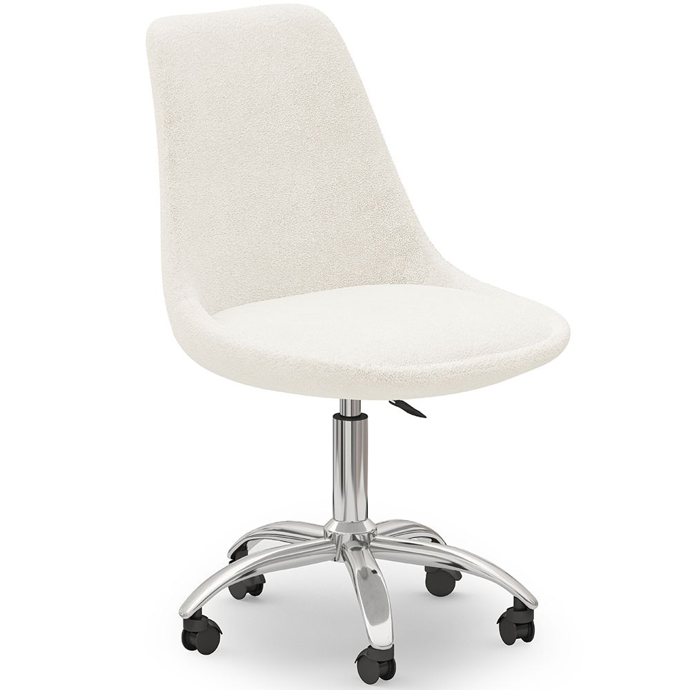 Chaise de bureau à roulettes en bouclette fausse fourrure Tapissée - Boucles Blanches - Tulip image 8