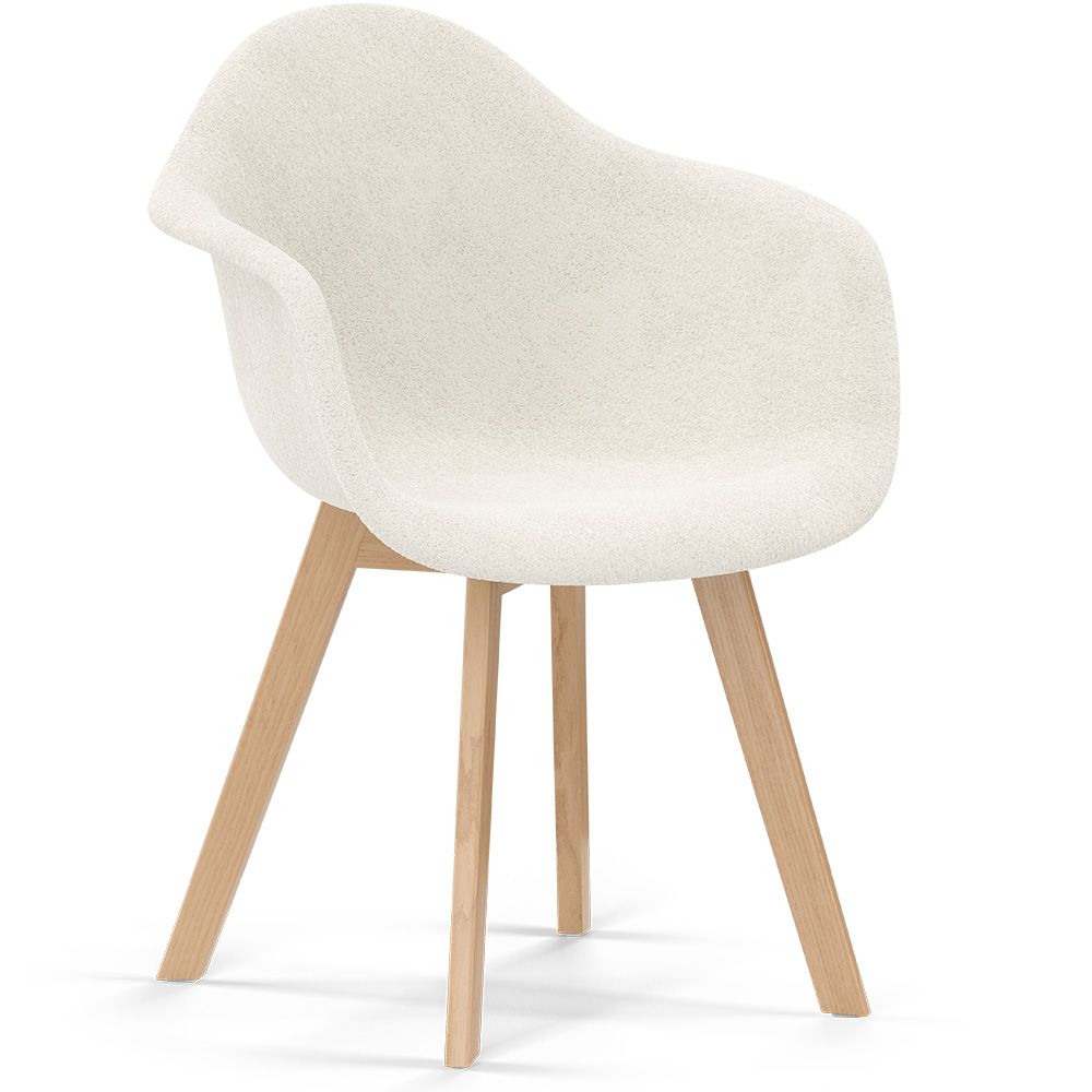 Chaise de Salle à Manger en bouclette fausse fourrure Tapissée - Boucles Blanches - Dominic  image 8