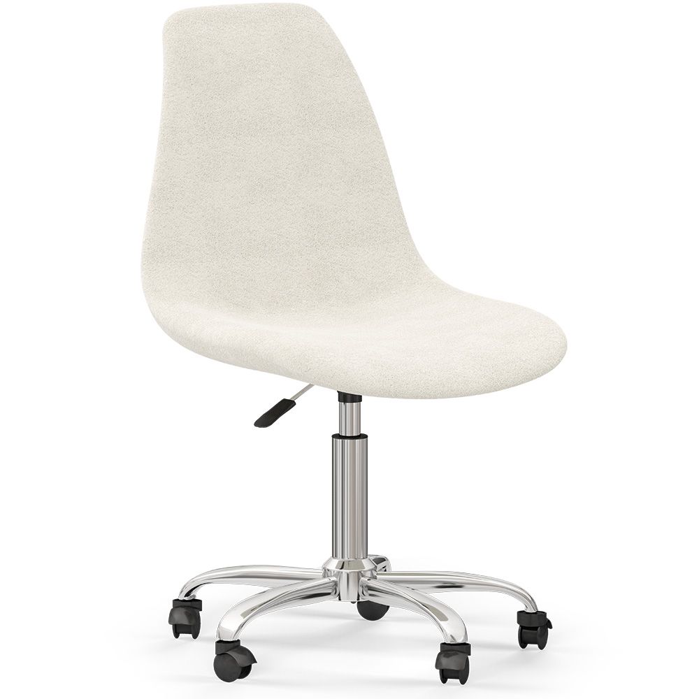 Chaise de Bureau Pivotante en bouclette fausse fourrure Tapissée - Boucles Blanches  - Denisse image 8