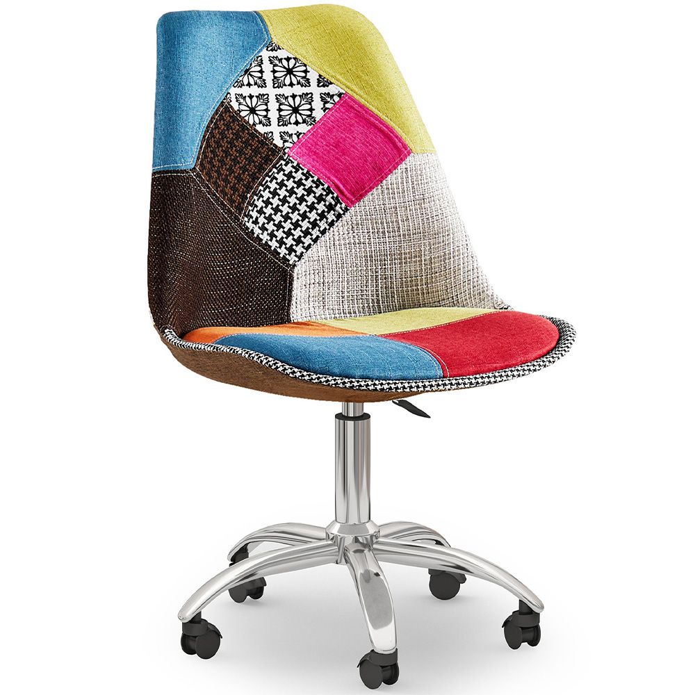  Chaise de Bureau Pivotante - Tissu Patchwork - Simona image 8