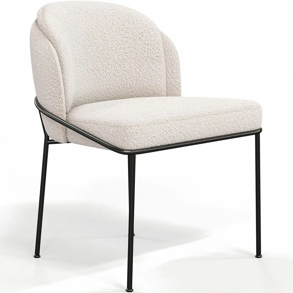 Chaise de salle à manger - Tapissée en tissu bouclé - Mina image 8