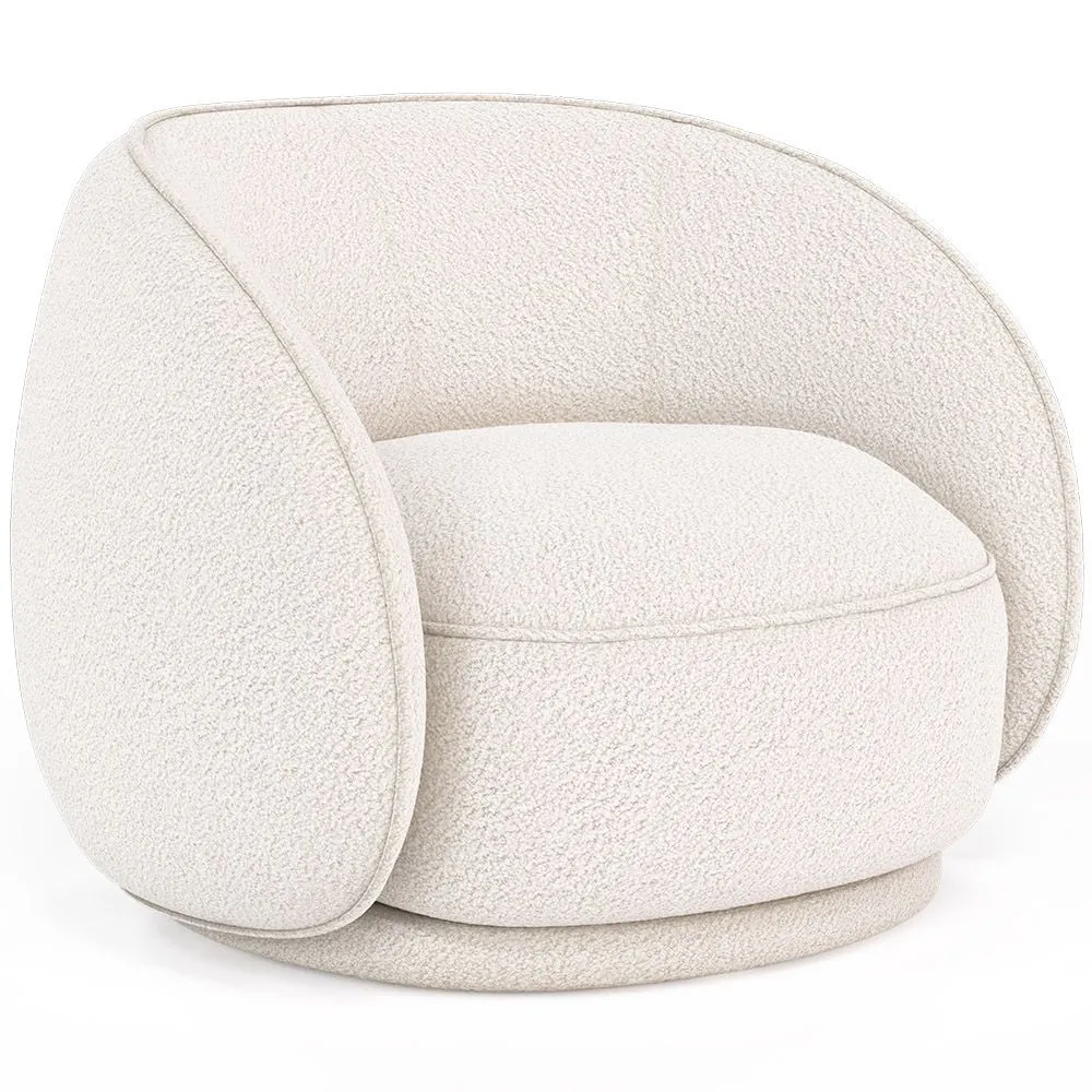 Fauteuil incurvé en bouclette fausse fourrure Tapissée - Boucles Blanches - Cally  image 8