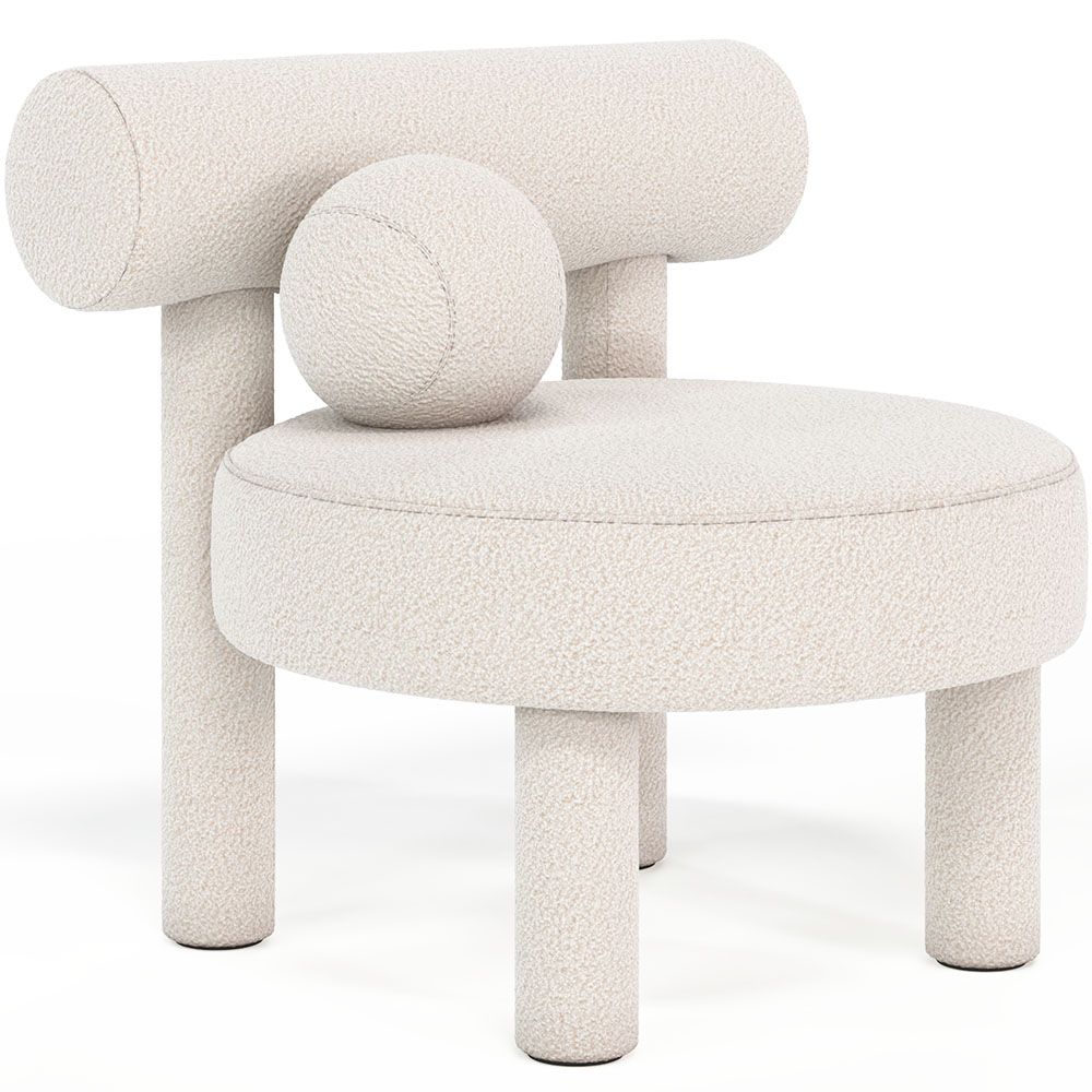 Fauteuil en bouclette fausse fourrure Tapissée - Boucles Blanches - Klena image 8