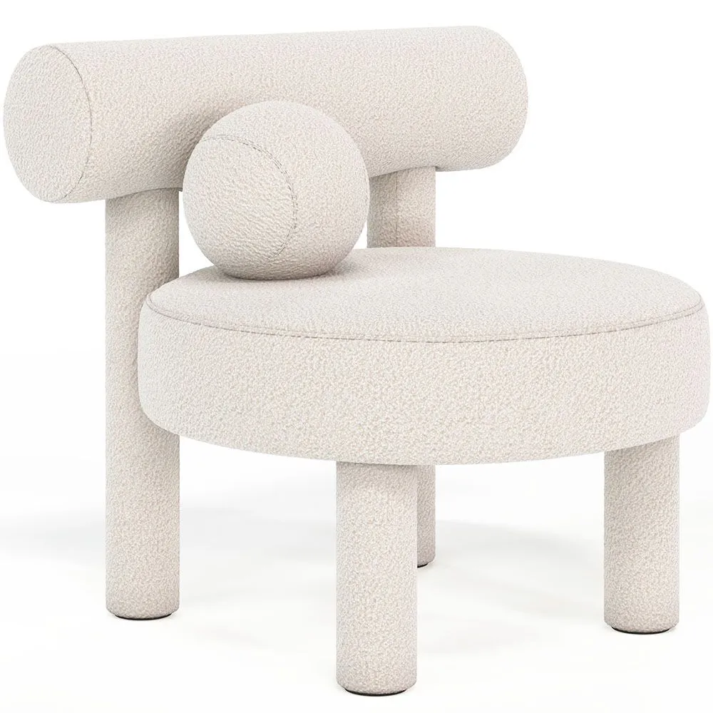 Fauteuil en bouclette fausse fourrure Tapissée - Boucles Blanches - Klena image 8