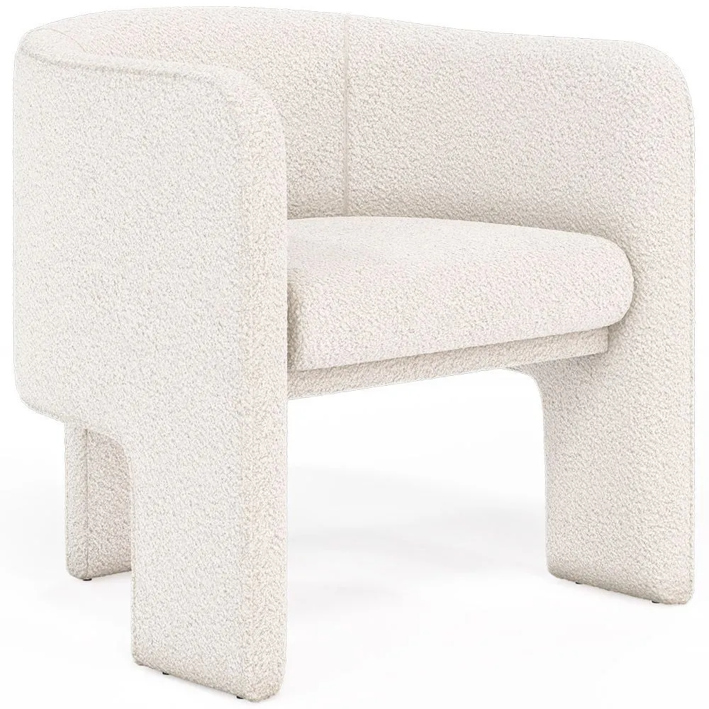 Fauteuil de Design en bouclette fausse fourrure Tapissée - Boucles Blanches  - Curtis image 8