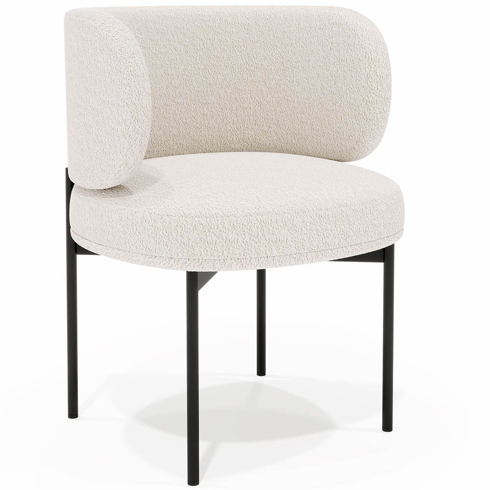 Chaise de Salle à Manger en bouclette fausse fourrure Tapissée - Boucles Blanches  - Loraine image 8