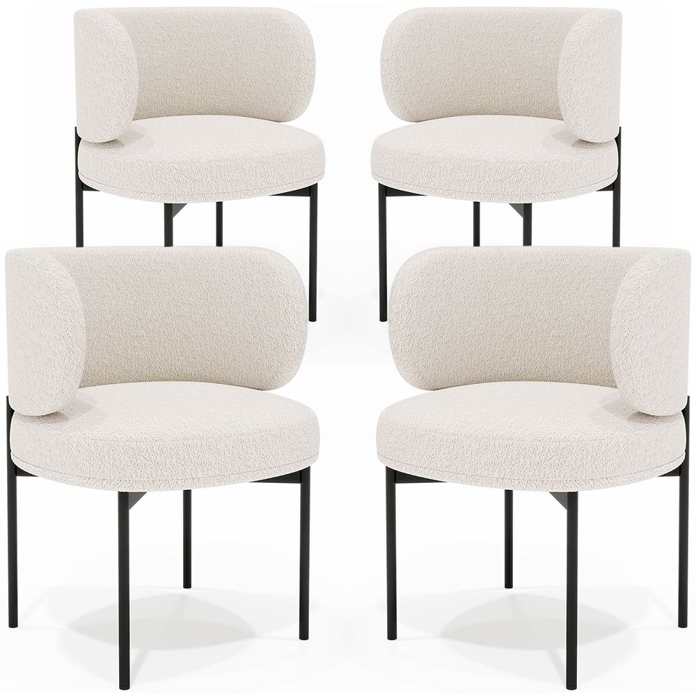 Lot de 4 - Chaise de Salle à Manger en bouclette fausse fourrure Tapissée - Boucles Blanches  - Loraine image 8