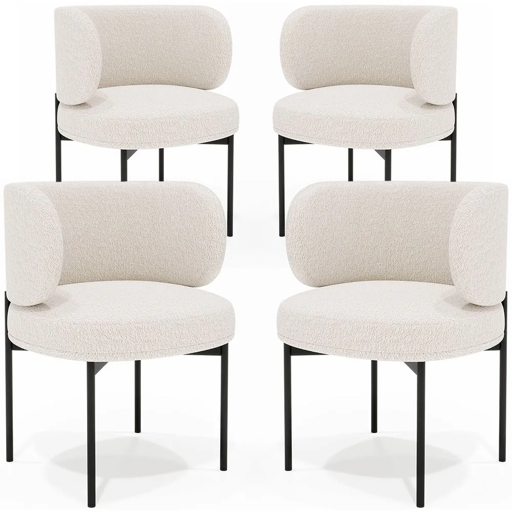 Lot de 4 - Chaise de Salle à Manger en bouclette fausse fourrure Tapissée - Boucles Blanches  - Loraine image 8