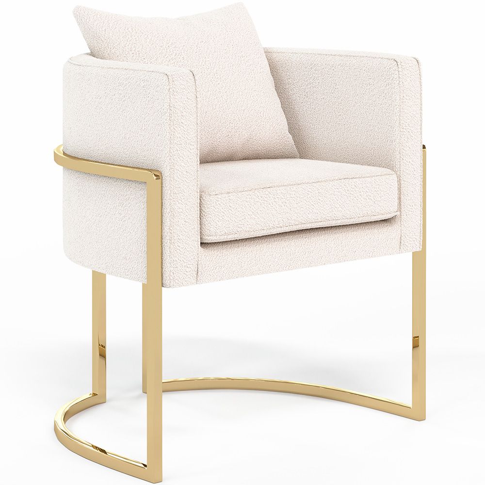Chaise de salle à manger - Avec accoudoirs en bouclette fausse fourrure Tapissée - Boucles Blanches - Giorgia image 8