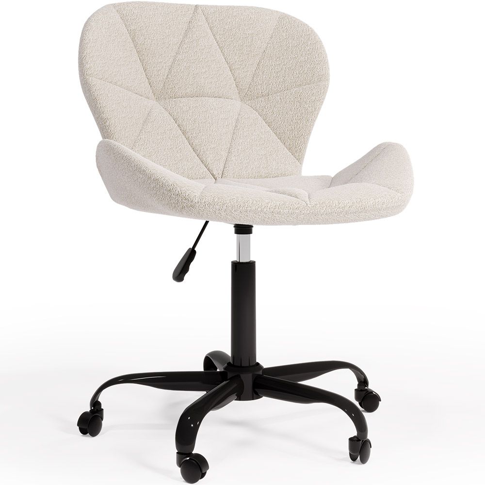 Chaise de bureau avec roulettes - Chaise pivotante de bureau - Rembourrée en tissu bouclé - Structure noire Wito image 8