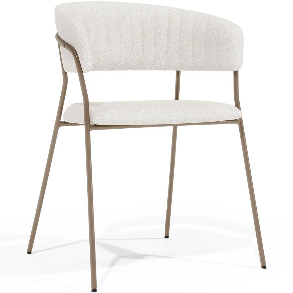 Chaise de salle à manger en Bouclette Fausse Fourrure Tapissée - Boucles Blanches - Gruna image 8