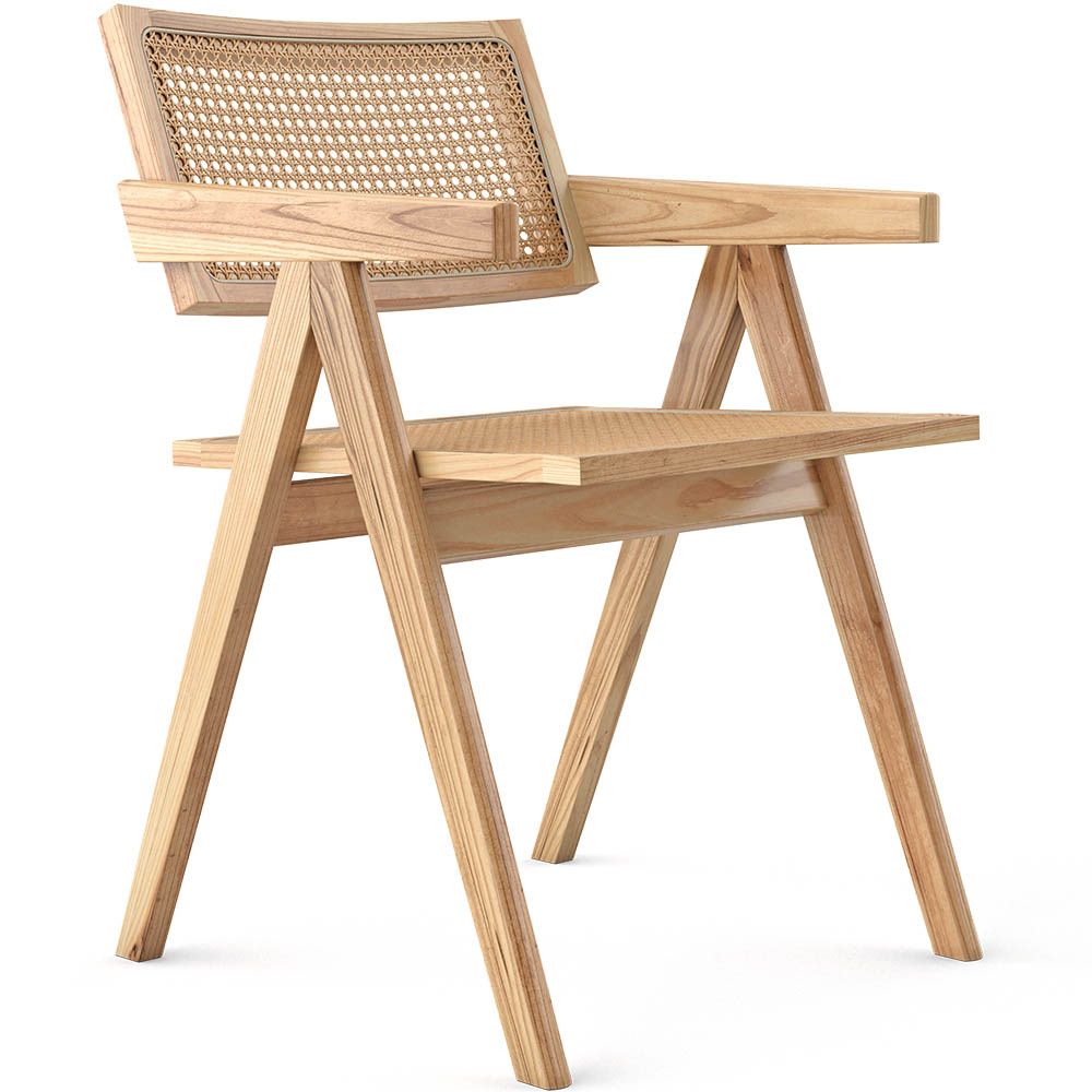 Chaise de salle à manger en rotin canné - avec accoudoirs - Kane image 8