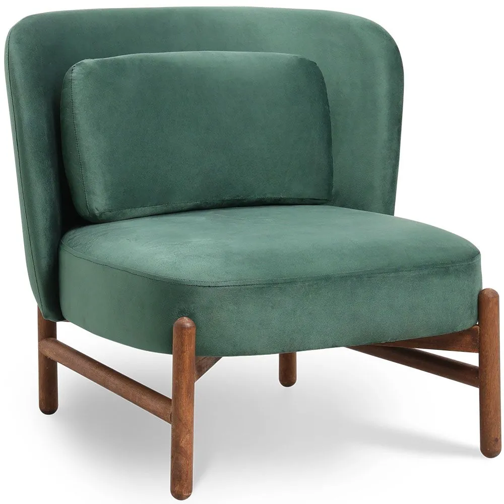 Fauteuil rembourré en velours et bois - Brina image 8