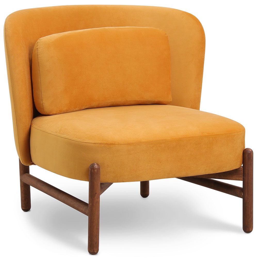 Fauteuil rembourré en velours et bois - Brina image 8