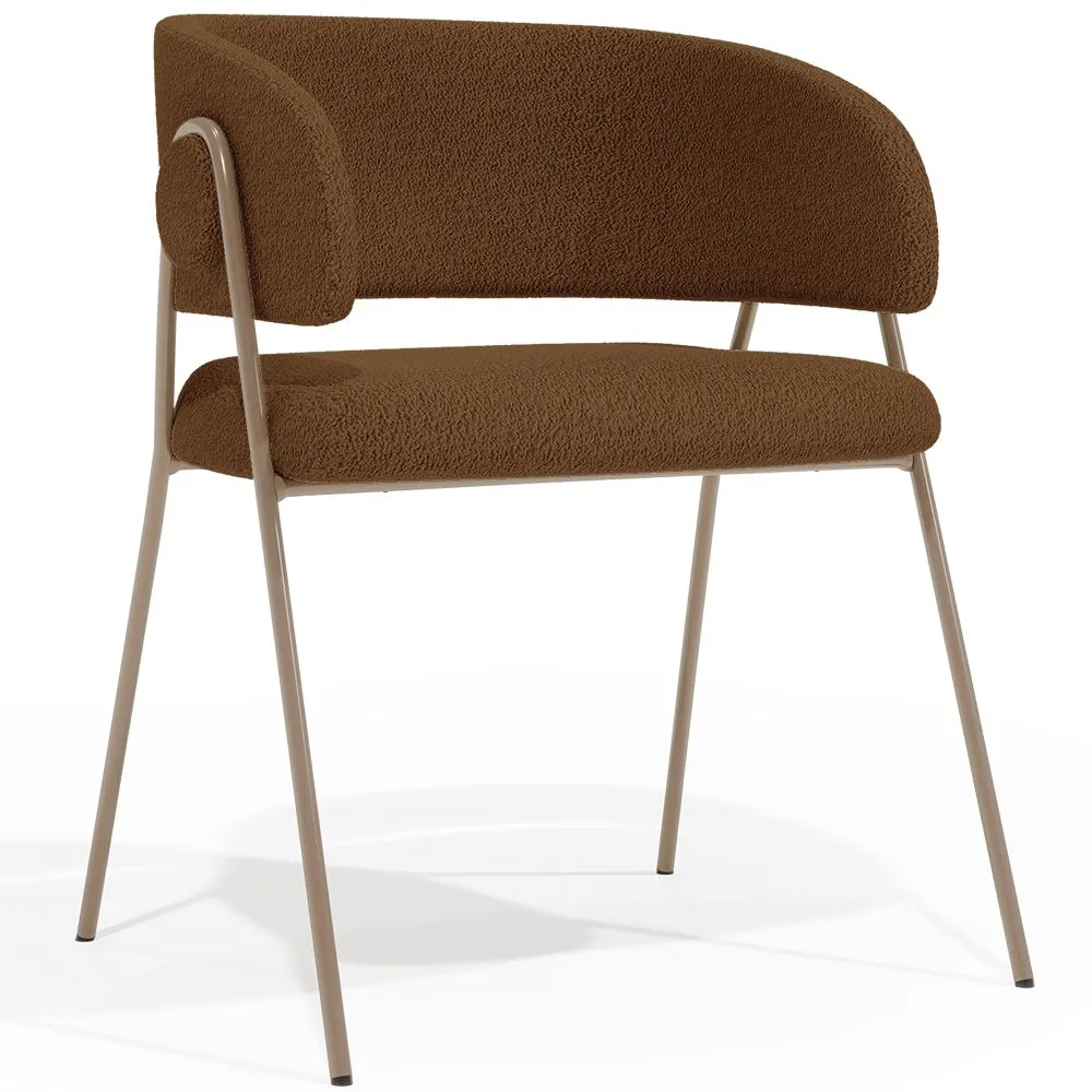 Chaise de salle à manger - Revêtue de tissu bouclé - Charke image 8