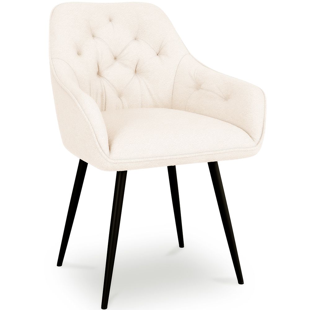 Chaise de salle à manger avec accoudoirs - Rembourrée en Bouclé Premium - Alene image 8