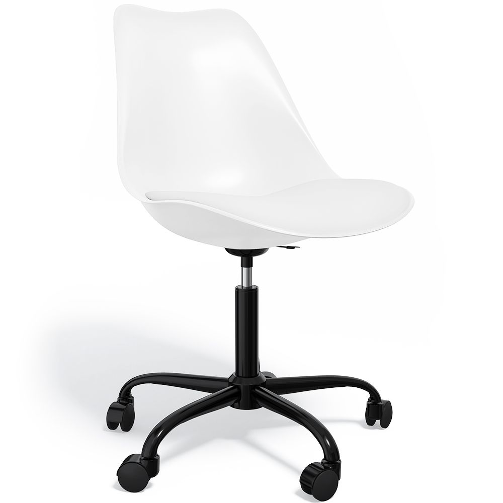Chaise de bureau avec roulettes - Chaise de bureau pivotante - Structure noire Tulip image 8