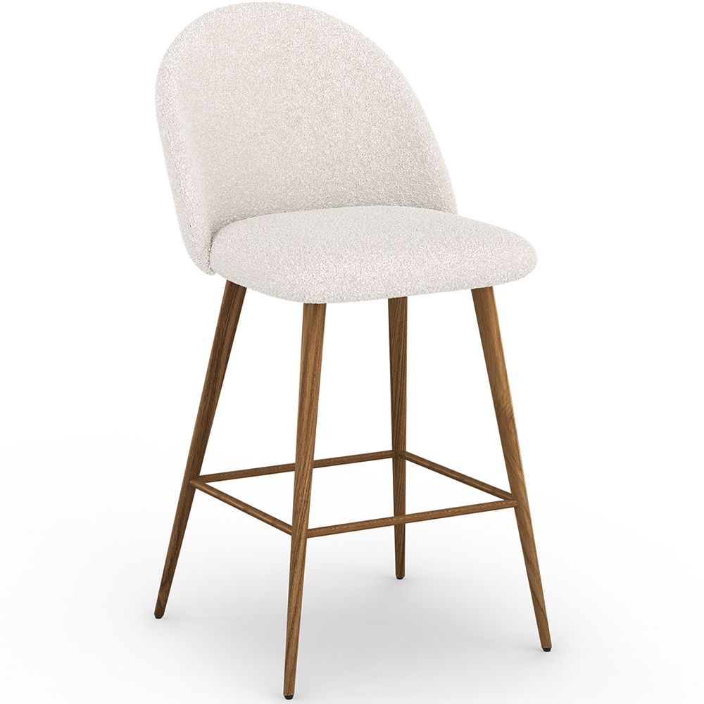 Tabouret En Bouclette Fausse Fourrure Tapissée - Boucles Blanches - Design scandinave - 66cm -  Evelyne image 8