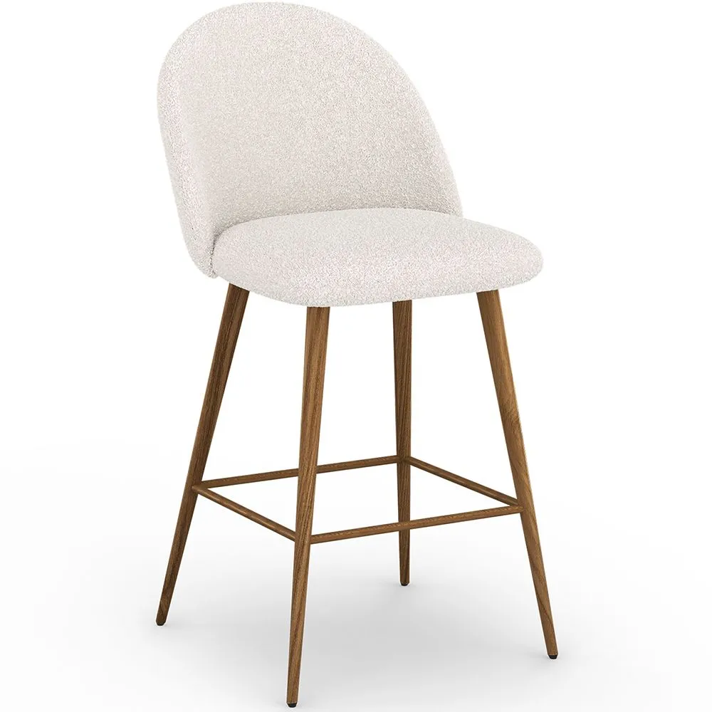 Tabouret En Bouclette Fausse Fourrure Tapissée - Boucles Blanches - Design scandinave - 66cm -  Evelyne image 8