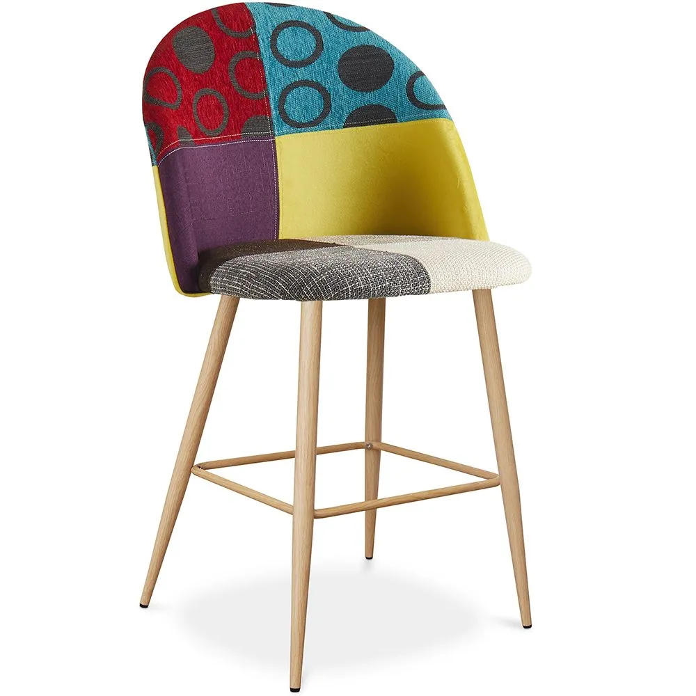Tabouret Rembourré en Patchwork - Style Scandinave - 66cm - Evelyne image 8