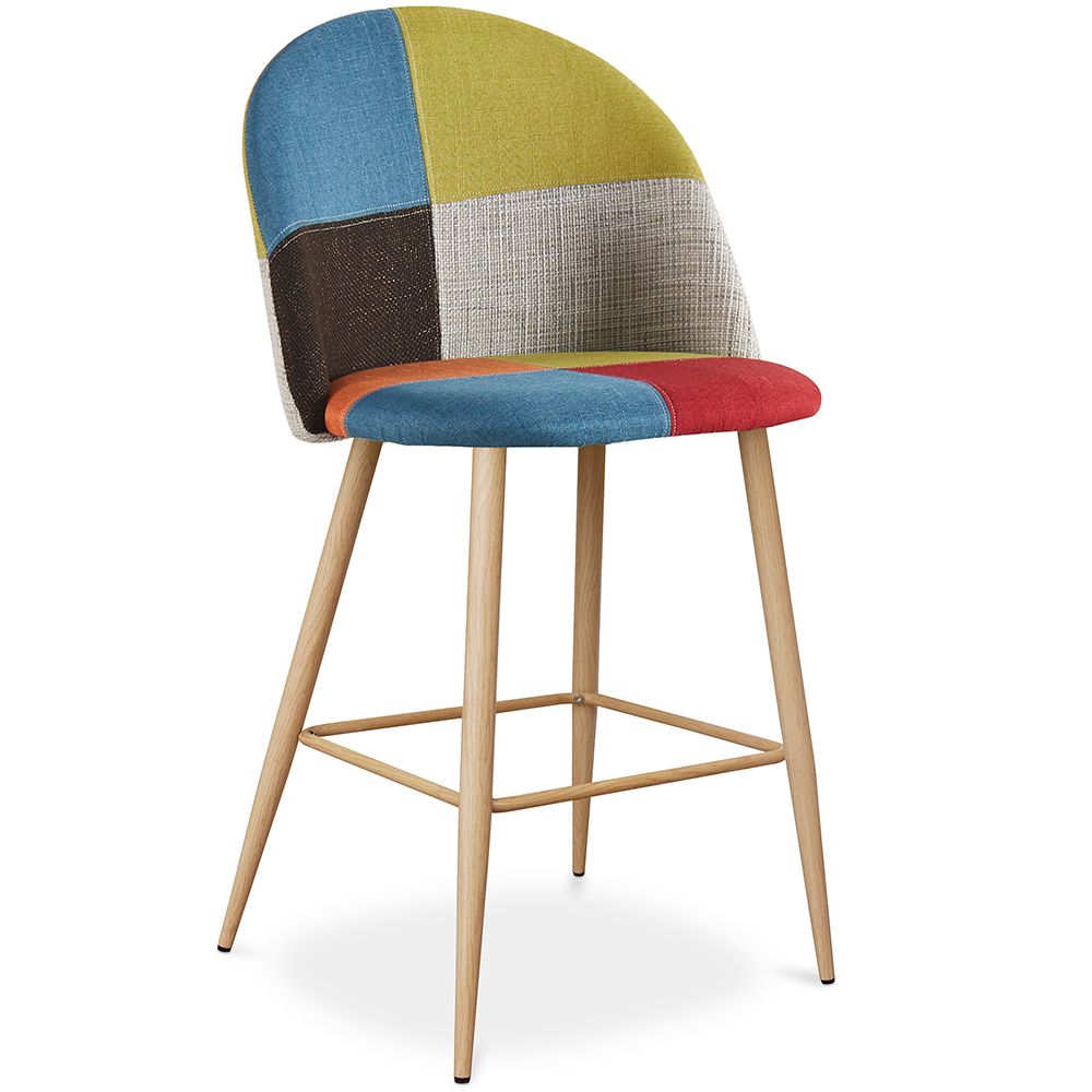 Tabouret Rembourré en Patchwork - Style Scandinave - 66cm - Evelyne image 8