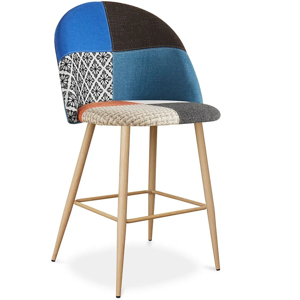 Tabouret Rembourré en Patchwork - Style Scandinave - 66cm - Evelyne image 8