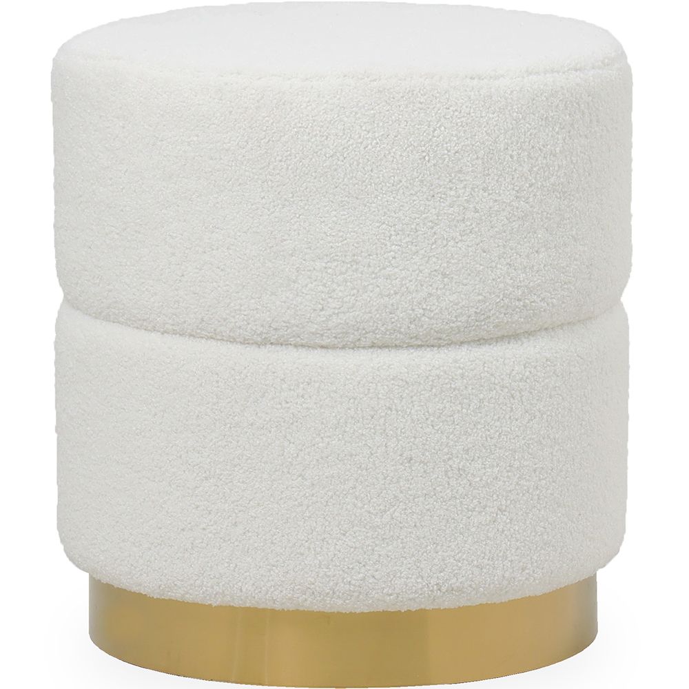 Pouf Rond Tapissé en Tissu Bouclé - Gabby image 8