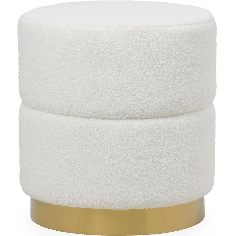 Pouf Rond Tapissé en Tissu Bouclé - Gabby image 8