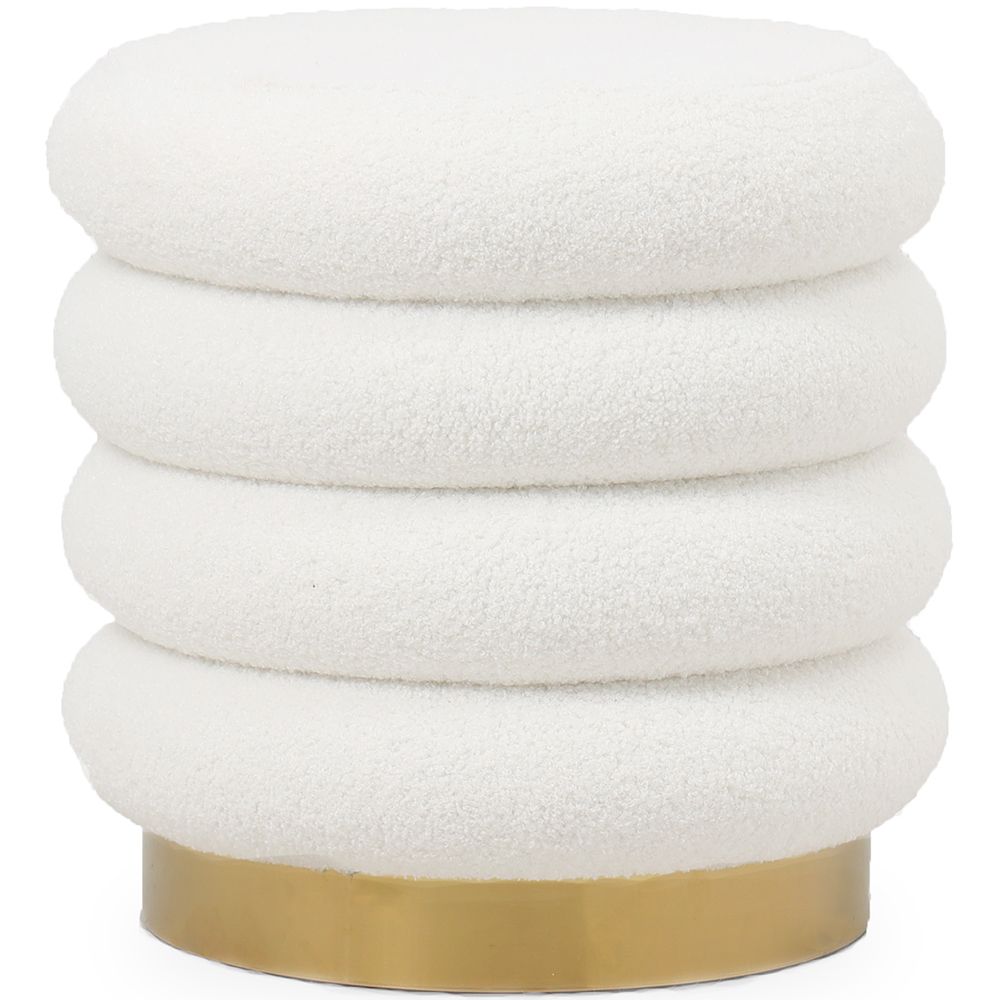 Pouf Rond Tapissé en Tissu Bouclé - Gereth image 8