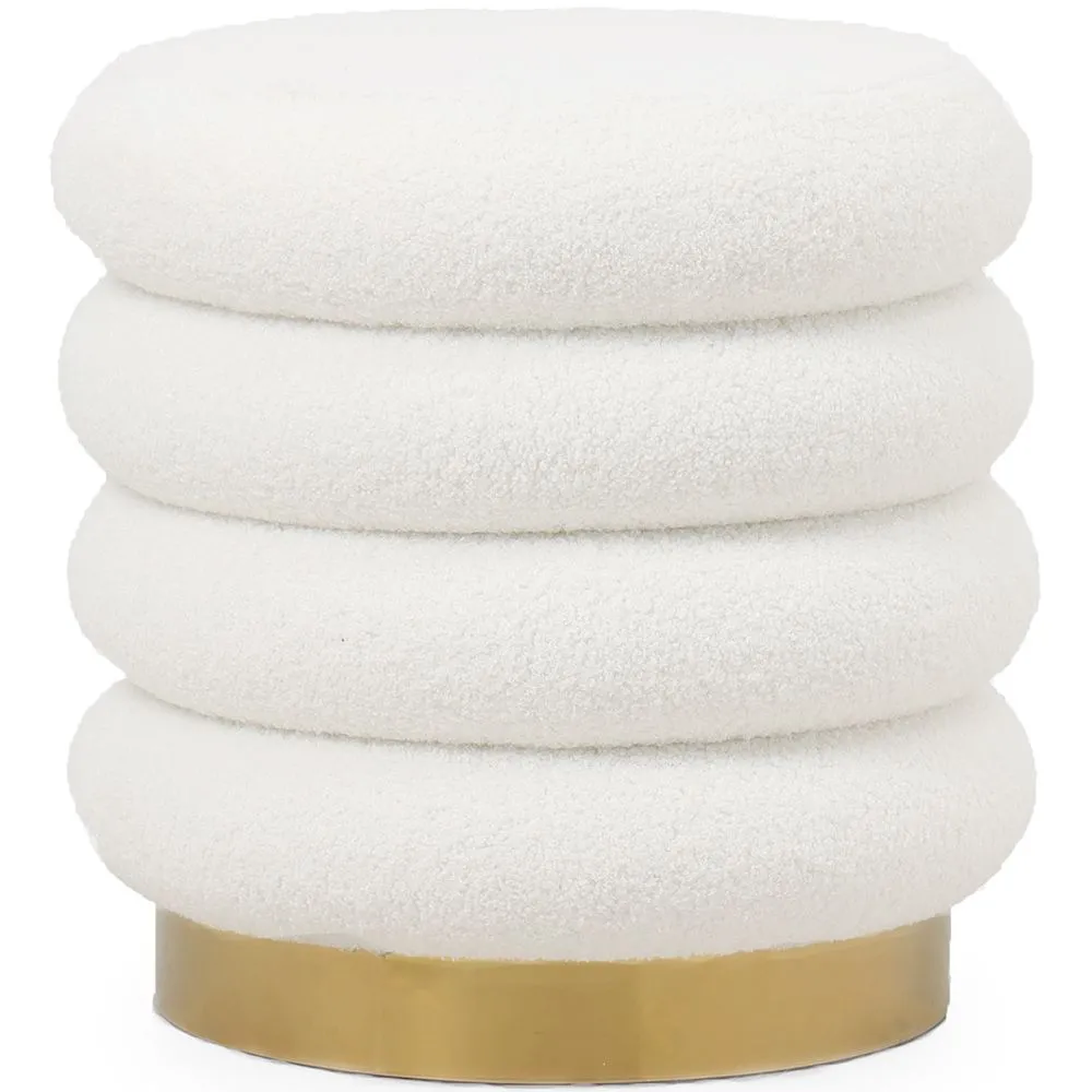 Pouf Rond Tapissé en Tissu Bouclé - Gereth image 8
