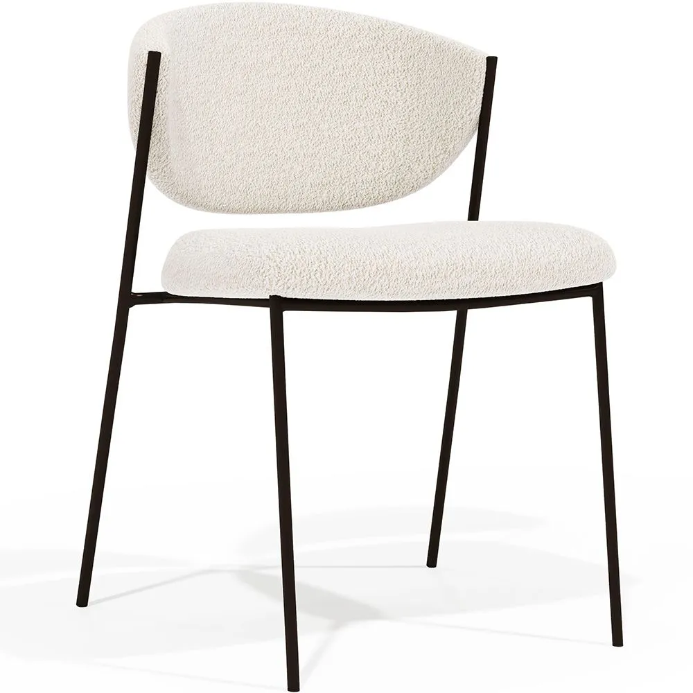 Chaise de salle à manger - Tapissée en tissu bouclé - Métal noir - Seda image 8