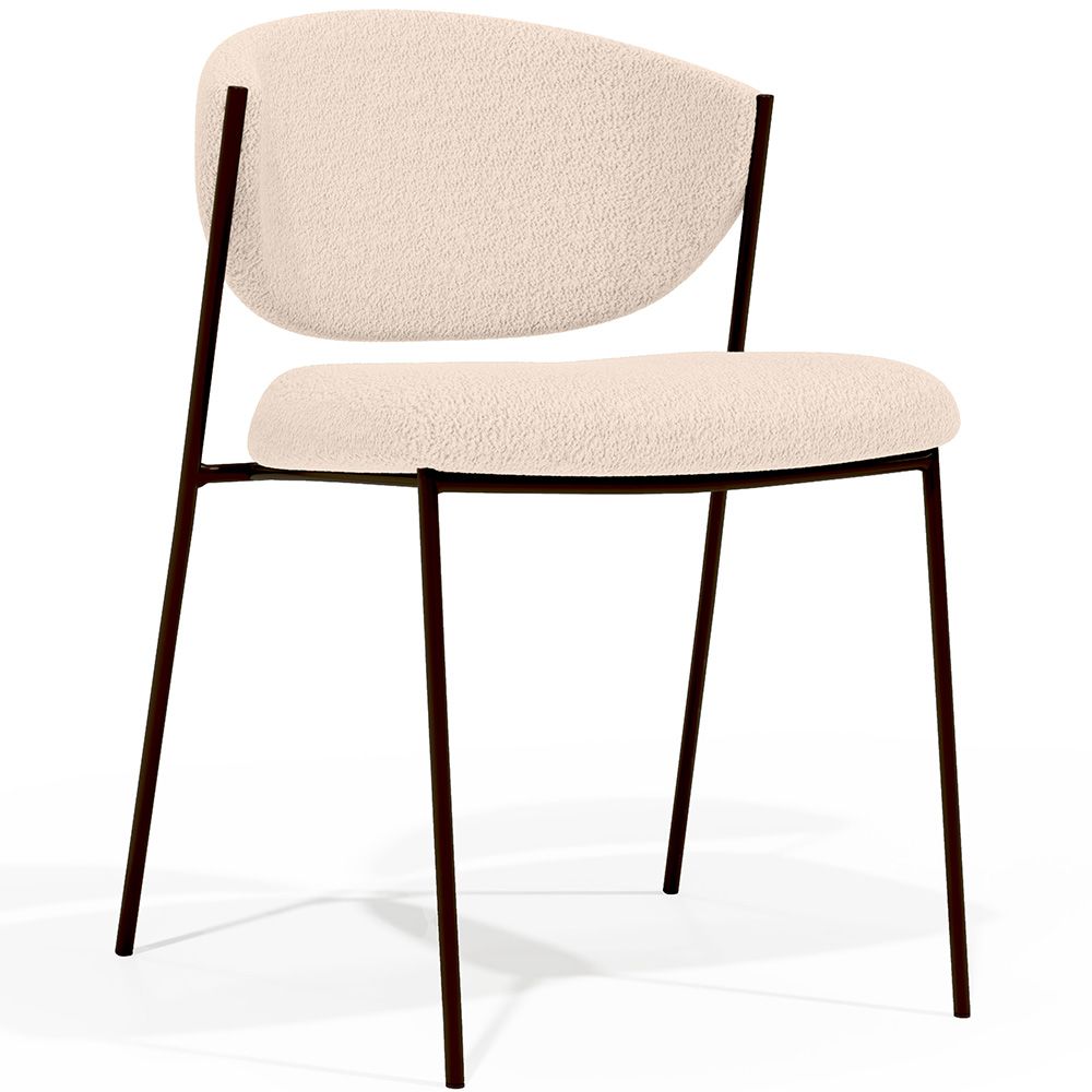 Chaise de salle à manger - Tapissée en tissu bouclé - Métal noir - Seda image 8